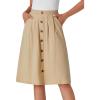 imageLYANER Womens Button Front Hight Waist Aline Loose Midi Skirt with Side PocketKhaki