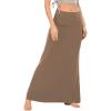 imageLYANER Womens Casual High Waist Solid Flare Long Maxi SkirtKhaki