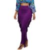 imageLYANER Womens Fringed Side Tassels Elastic Waist Slim Bodycon Pencil Maxi SkirtsDark Purple