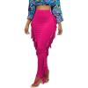 imageLYANER Womens Fringed Side Tassels Elastic Waist Slim Bodycon Pencil Maxi SkirtsRose