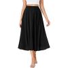 imageLYANER Womens High Elastic Waist Pleated Flare A Line Midi Skirt with PocketsBlack