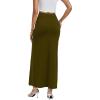 imageLYANER Womens High Waist Slit Split Solid Bodycon Long Maxi SkirtArmy Green