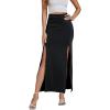 imageLYANER Womens High Waist Slit Split Solid Bodycon Long Maxi SkirtBlack