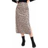 imageLYANER Womens Leopard Print Side Split High Waist Zipper Midi SkirtCoffee
