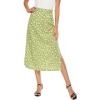 imageLYANER Womens Leopard Print Side Split High Waist Zipper Midi SkirtFloral Light Green