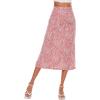 imageLYANER Womens Leopard Print Side Split High Waist Zipper Midi SkirtFloral Pink