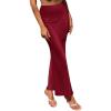 imageLYANER Womens Satin Silk High Waist Pleated Flared Bodycon Maxi SkirtBurgundy