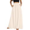 imageLYANER Womens Shirred Smocked Frill Drawstring Pleated High Waist Solid Maxi SkirtBeige