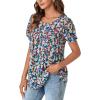 imageLYANER Womens Boho Puff Short Sleeve Tunic Tops Crewneck Pleated Casual Summer Shirt BlouseGreen