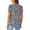 imageLYANER Womens Boho Puff Short Sleeve Tunic Tops Crewneck Pleated Casual Summer Shirt BlouseGreen