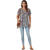 imageLYANER Womens Boho Puff Short Sleeve Tunic Tops Crewneck Pleated Casual Summer Shirt BlouseGreen