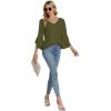 imageLYANER Womens Casual V Neck Ruffle Bell Half Sleeve Blouse Shirt Tunic TopArmy Green