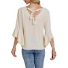 imageLYANER Womens Casual V Neck Ruffle Bell Half Sleeve Blouse Shirt Tunic TopBeige