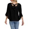 imageLYANER Womens Casual V Neck Ruffle Bell Half Sleeve Blouse Shirt Tunic TopBlack