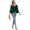 imageLYANER Womens Casual V Neck Ruffle Bell Half Sleeve Blouse Shirt Tunic TopDark Green