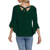 imageLYANER Womens Casual V Neck Ruffle Bell Half Sleeve Blouse Shirt Tunic TopDark Green
