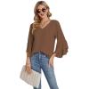 imageLYANER Womens Casual V Neck Ruffle Bell Half Sleeve Blouse Shirt Tunic TopDark Khaki