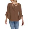 imageLYANER Womens Casual V Neck Ruffle Bell Half Sleeve Blouse Shirt Tunic TopDark Khaki
