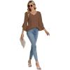 imageLYANER Womens Casual V Neck Ruffle Bell Half Sleeve Blouse Shirt Tunic TopDark Khaki