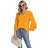 imageLYANER Womens Casual V Neck Ruffle Bell Half Sleeve Blouse Shirt Tunic TopGinger