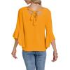 imageLYANER Womens Casual V Neck Ruffle Bell Half Sleeve Blouse Shirt Tunic TopGinger