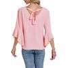 imageLYANER Womens Casual V Neck Ruffle Bell Half Sleeve Blouse Shirt Tunic TopLight Pink