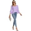imageLYANER Womens Casual V Neck Ruffle Bell Half Sleeve Blouse Shirt Tunic TopLight Purple