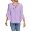 imageLYANER Womens Casual V Neck Ruffle Bell Half Sleeve Blouse Shirt Tunic TopLight Purple