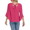 imageLYANER Womens Casual V Neck Ruffle Bell Half Sleeve Blouse Shirt Tunic TopRose