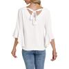 imageLYANER Womens Casual V Neck Ruffle Bell Half Sleeve Blouse Shirt Tunic TopWhite