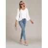 imageLYANER Womens Casual V Neck Ruffle Bell Half Sleeve Blouse Shirt Tunic TopWhite