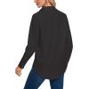 imageLYANER Womens Collar V Neck Pleated Button Down Long Sleeve Office Blouse Shirt TopBlack