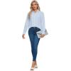 imageLYANER Womens Collar V Neck Pleated Button Down Long Sleeve Office Blouse Shirt TopLight Blue