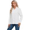 imageLYANER Womens Collar V Neck Pleated Button Down Long Sleeve Office Blouse Shirt TopWhite