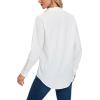 imageLYANER Womens Collar V Neck Pleated Button Down Long Sleeve Office Blouse Shirt TopWhite