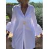 imageLYANER Womens Flare Short Sleeve Collar Neck Button Down Blouse Shirt TopWhite