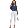 imageLYANER Womens Halter Off Shoulder Spaghetti Strap Cutout Long Sleeve Blouse Shirt TopDusty Blue