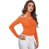 imageLYANER Womens Halter Off Shoulder Spaghetti Strap Cutout Long Sleeve Blouse Shirt TopOrange