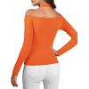 imageLYANER Womens Halter Off Shoulder Spaghetti Strap Cutout Long Sleeve Blouse Shirt TopOrange