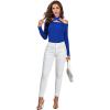 imageLYANER Womens Halter Off Shoulder Spaghetti Strap Cutout Long Sleeve Blouse Shirt TopRoyal Blue