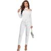 imageLYANER Womens Halter Off Shoulder Spaghetti Strap Cutout Long Sleeve Blouse Shirt TopWhite