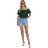 imageLYANER Womens Off Shoulder Ruffle Short Sleeve Ruched Casual Loose Tops Blouse ShirtDark Green
