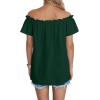 imageLYANER Womens Off Shoulder Ruffle Short Sleeve Ruched Casual Loose Tops Blouse ShirtDark Green