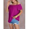 imageLYANER Womens Off Shoulder Ruffle Short Sleeve Ruched Casual Loose Tops Blouse ShirtPurple