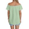 imageLYANER Womens Off Shoulder Ruffle Short Sleeve Ruched Casual Loose Tops Blouse ShirtSolid Mint Green