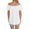 imageLYANER Womens Off Shoulder Ruffle Short Sleeve Ruched Casual Loose Tops Blouse ShirtSolid White