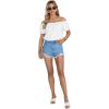 imageLYANER Womens Off Shoulder Ruffle Short Sleeve Ruched Casual Loose Tops Blouse ShirtSolid White