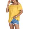 imageLYANER Womens Off Shoulder Ruffle Short Sleeve Ruched Casual Loose Tops Blouse ShirtSolid Yellow