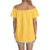 imageLYANER Womens Off Shoulder Ruffle Short Sleeve Ruched Casual Loose Tops Blouse ShirtSolid Yellow
