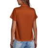imageLYANER Womens Satin V Neck Short Sleeve Wrap Elegant Blouse ShirtCaramel